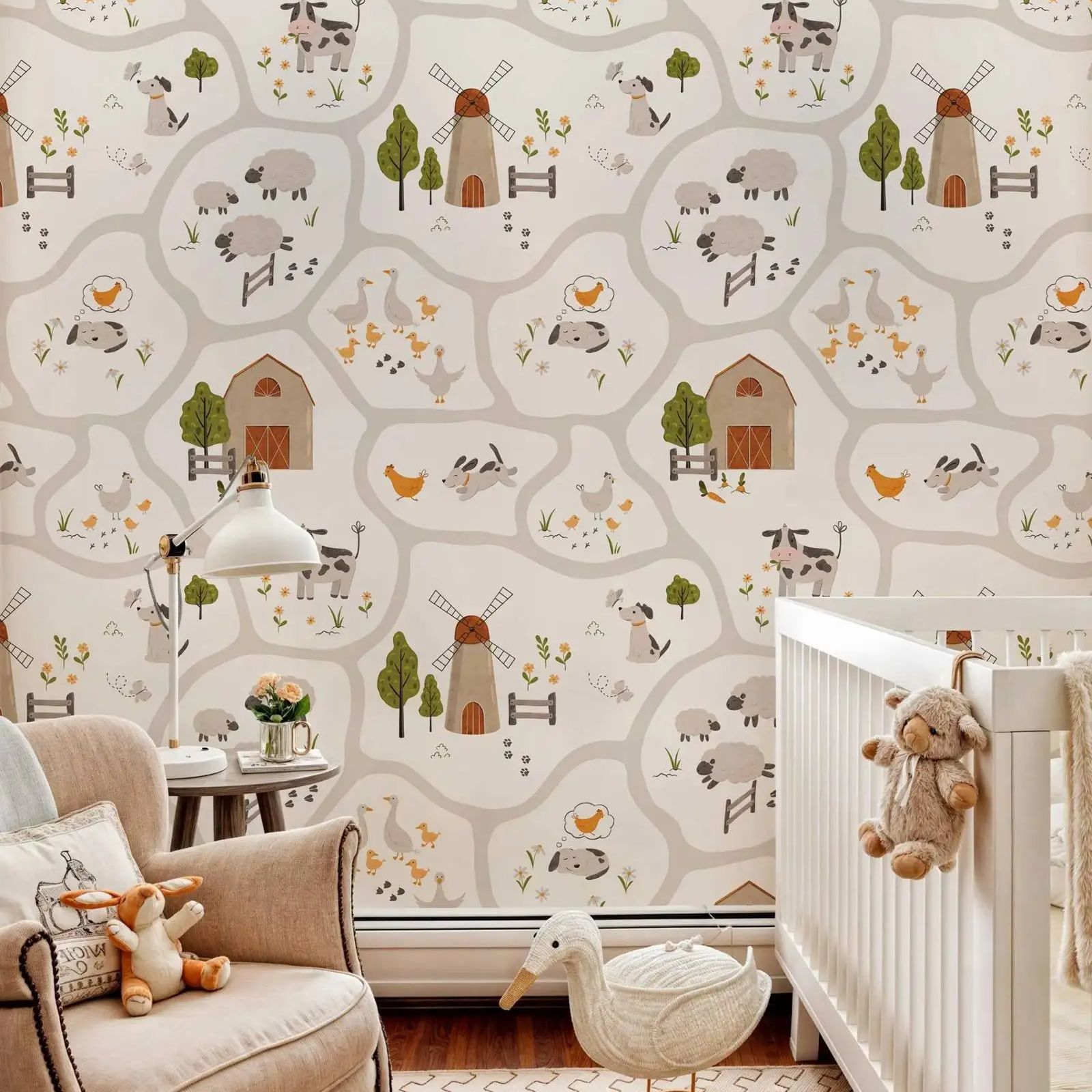 Baby Nursery Peel And Stick Wallpaper - Papel de parede infantil de animais