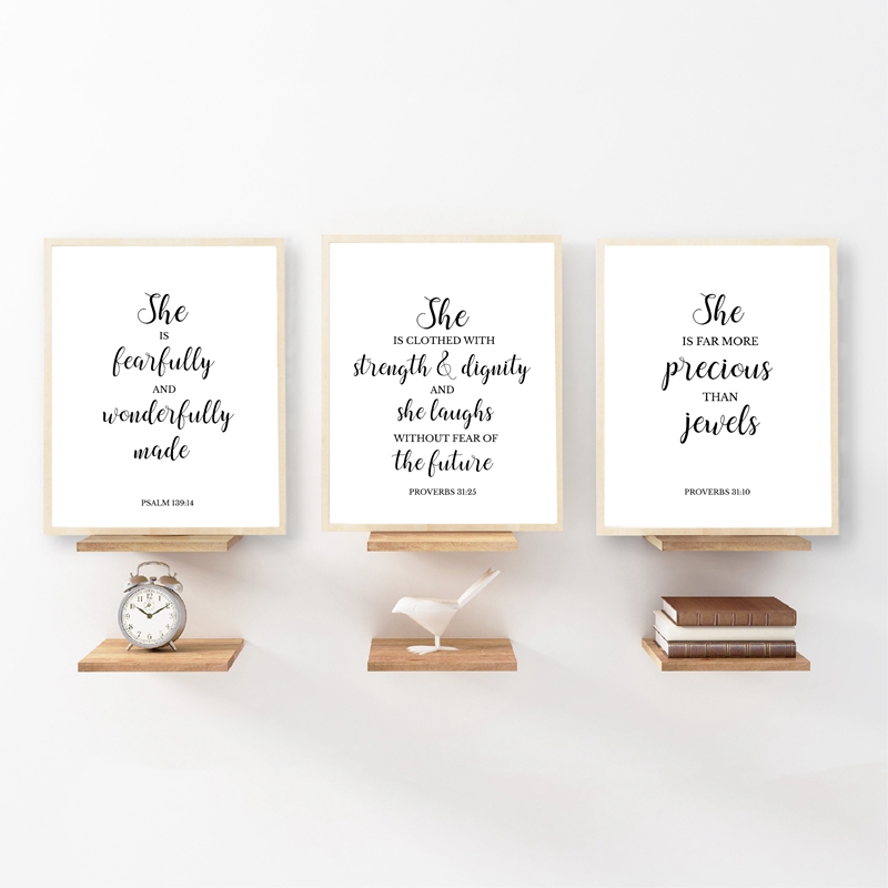Baby Girl Nursery Quotes - Pintura em tela de parede cristão,