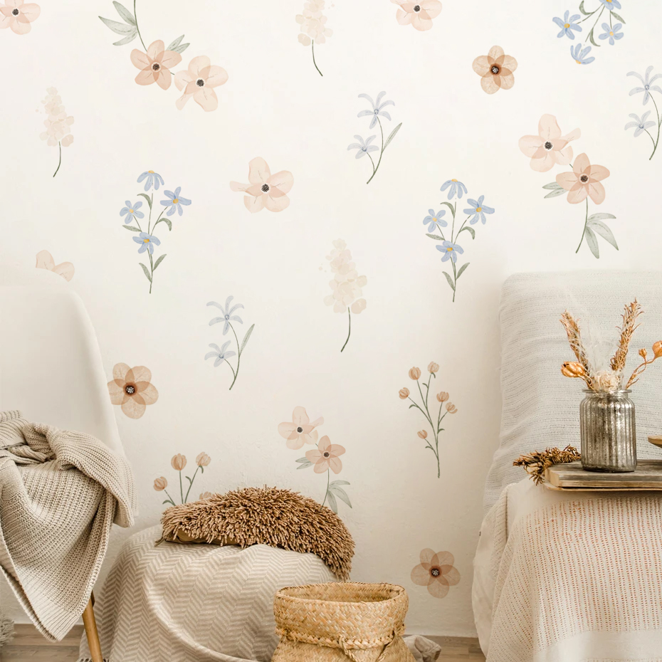 Baby Girl Nursery Quotes - Adesivos de parede de flores aquarela