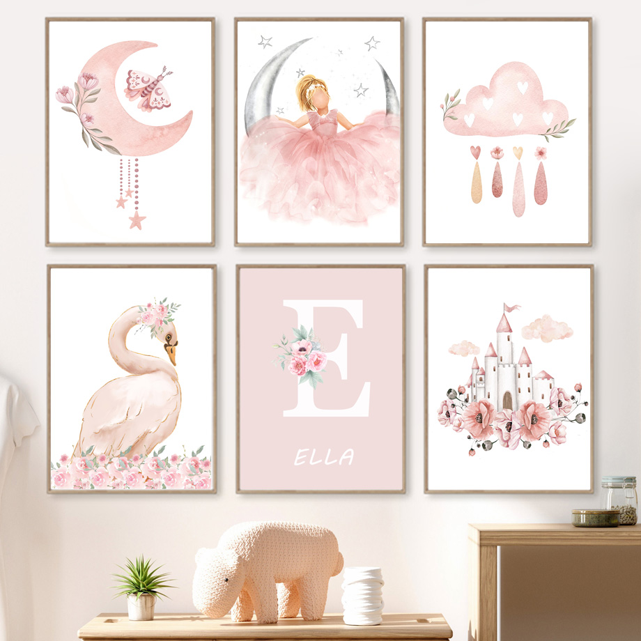 Rosa anjo menina sol lua nuvem - Baby Nursery Decor Girl avaliação e preço