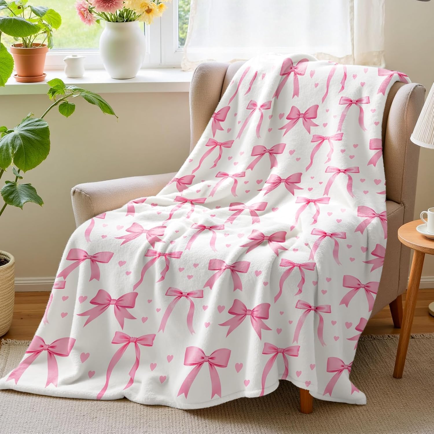 Cobertor VIKAMA com laço rosa, - Baby Nursery Decor Girl avaliação e preço