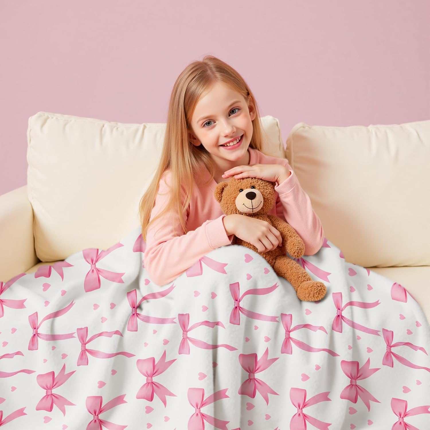 Cobertor VIKAMA com laço rosa, - Baby Nursery Decor Girl avaliação e preço