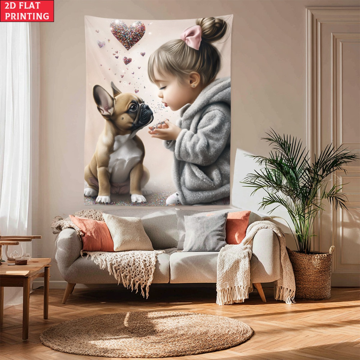 Menina com buldogue francês fi - Baby Nursery Decor Girl avaliação e preço
