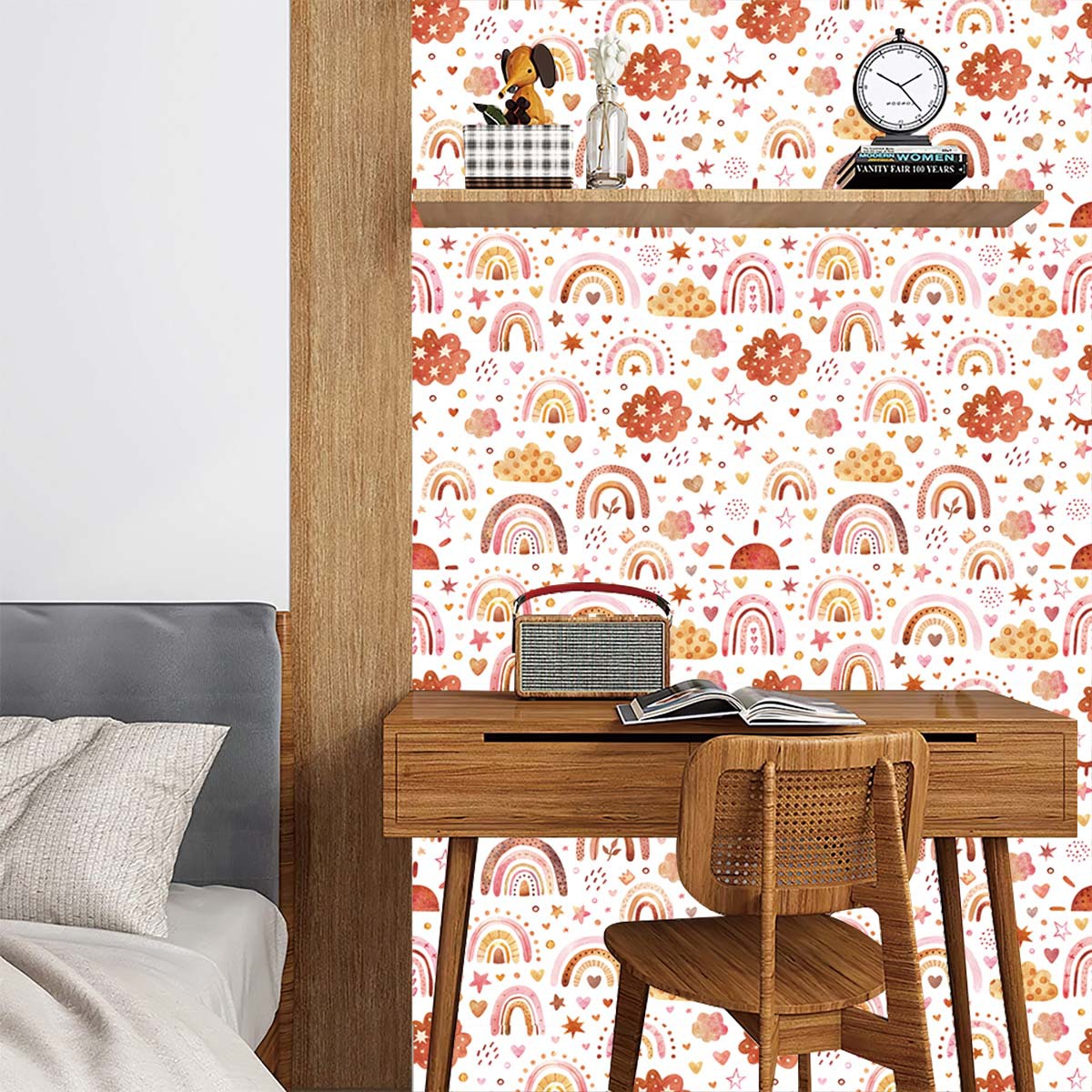 Arco-íris papel de parede casc - Baby Nursery Peel And Stick Wallpaper avaliação e preço