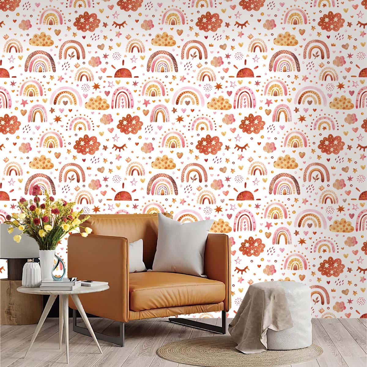 Boho arco-íris crianças vara e - Baby Nursery Peel And Stick Wallpaper avaliação e preço